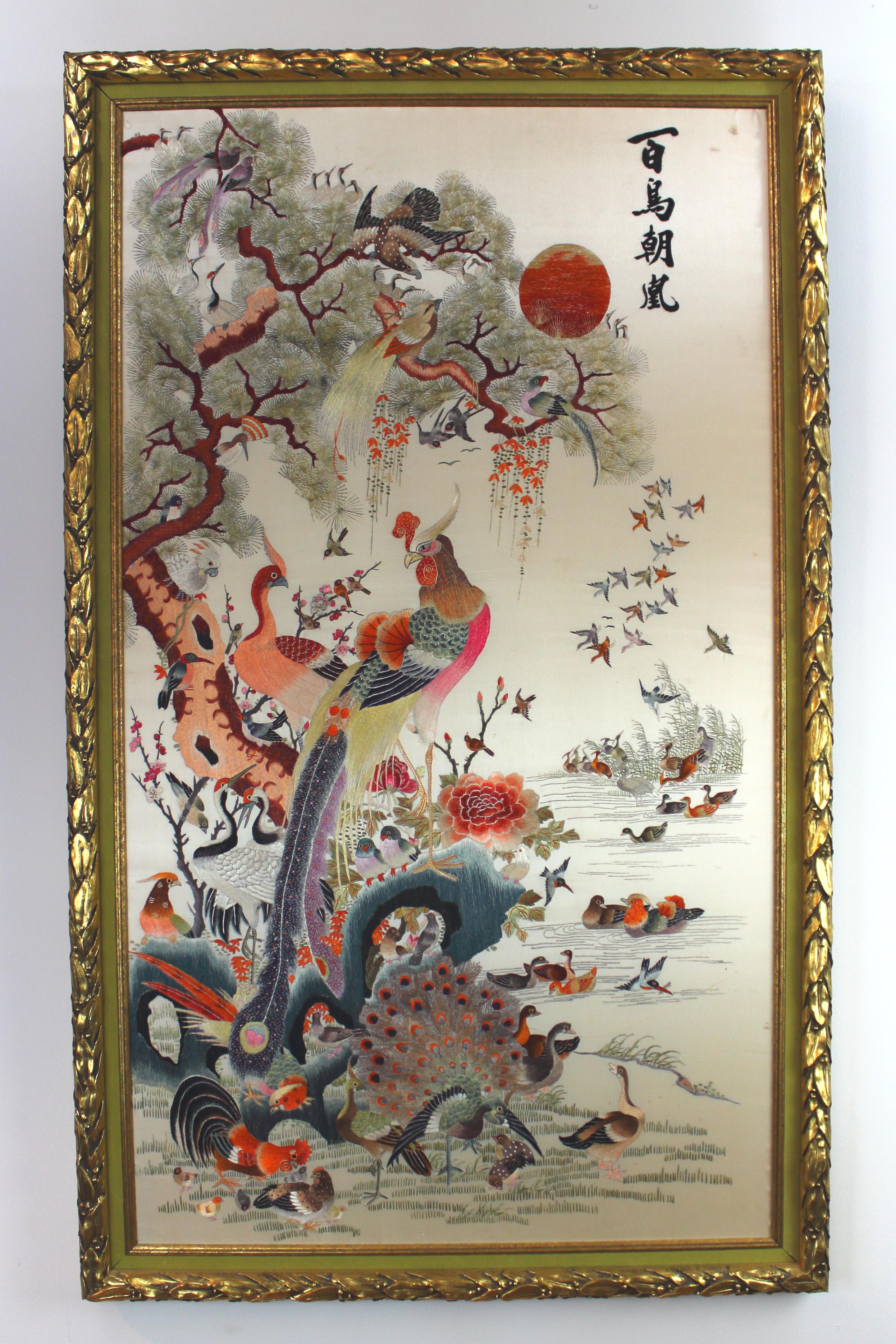 101 birds chinese silk embroidery panel | InstAppraisal